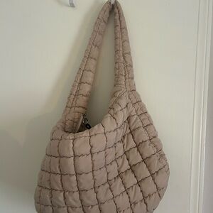 Free People Quilted Tan Shoulder Bag